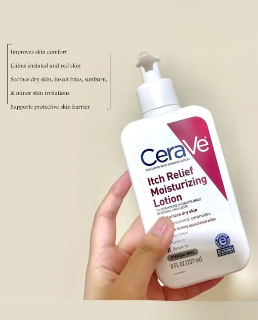 CeraVe Itch Relief Moisturizing Lotion – 1% Pramoxine Hydrochloride, Relieves Itching & Hydrates Dry Skin, 237ml.