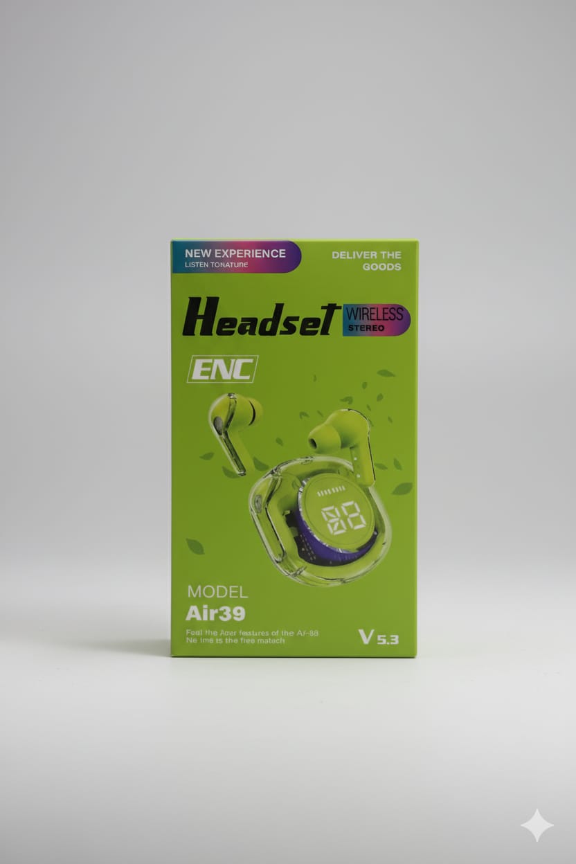 Air 39 Transparent Bluetooth Earbuds (Imported)