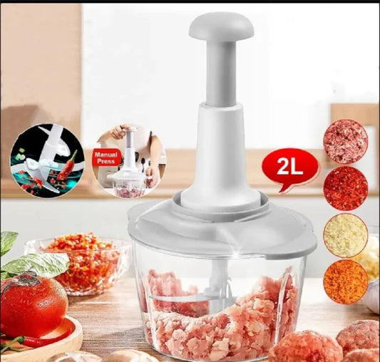 3 Blade 2 Liter Hand Operated Chopper for Meat Vegetables Manual Chopper Machine