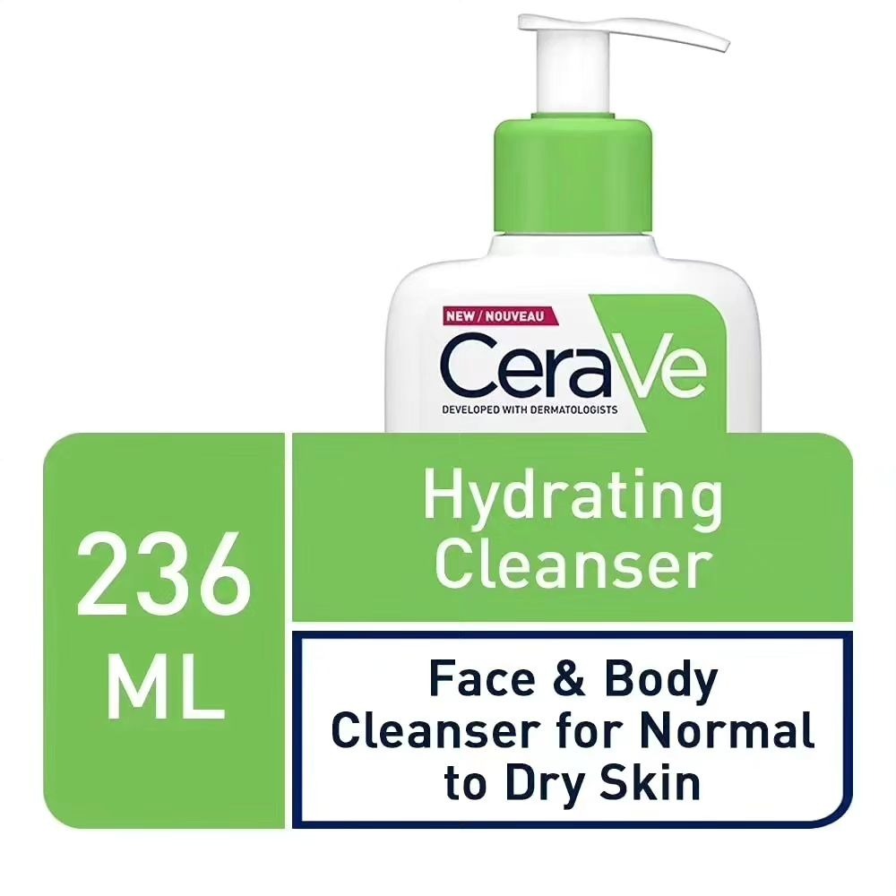 CeraVe Hydrating Cleanser with Hyaluronic Acid & Ceramides – Moisturizing Face Wash for Normal to Dry Skin (236ml).