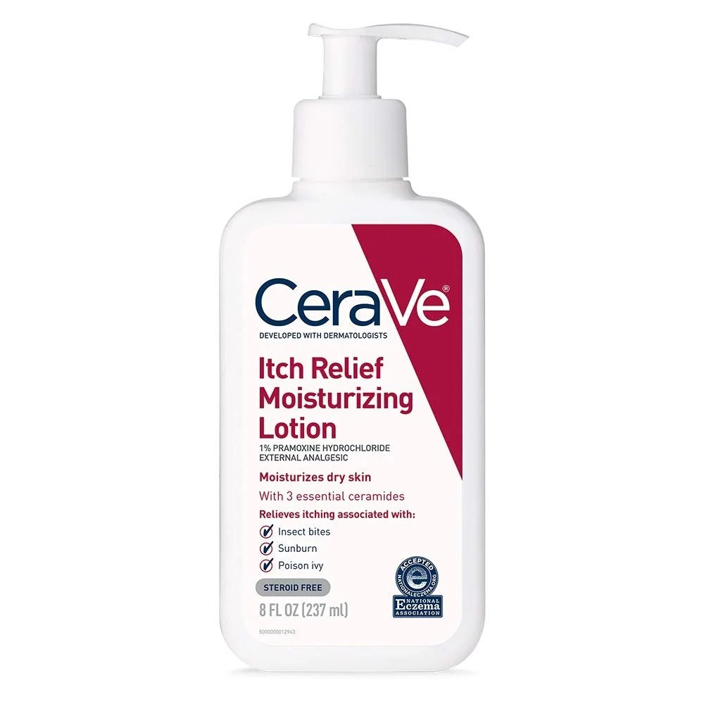 CeraVe Itch Relief Moisturizing Lotion – 1% Pramoxine Hydrochloride, Relieves Itching & Hydrates Dry Skin, 237ml.