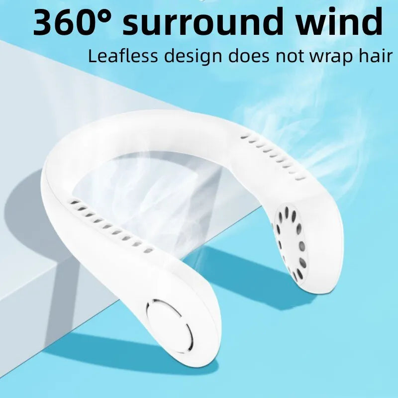 Mini Hanging Neck Fan High Wind 3 Speed Adjustable USB Charging Portable Quiet Super Long Life Outdoor Sports Office Camping (Random Color)
