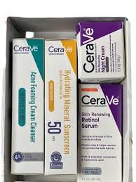 Cerave 4 In 1 Skincare Kit Night Cream, Sunblock, Cleanser & Serum For Radiant Skin